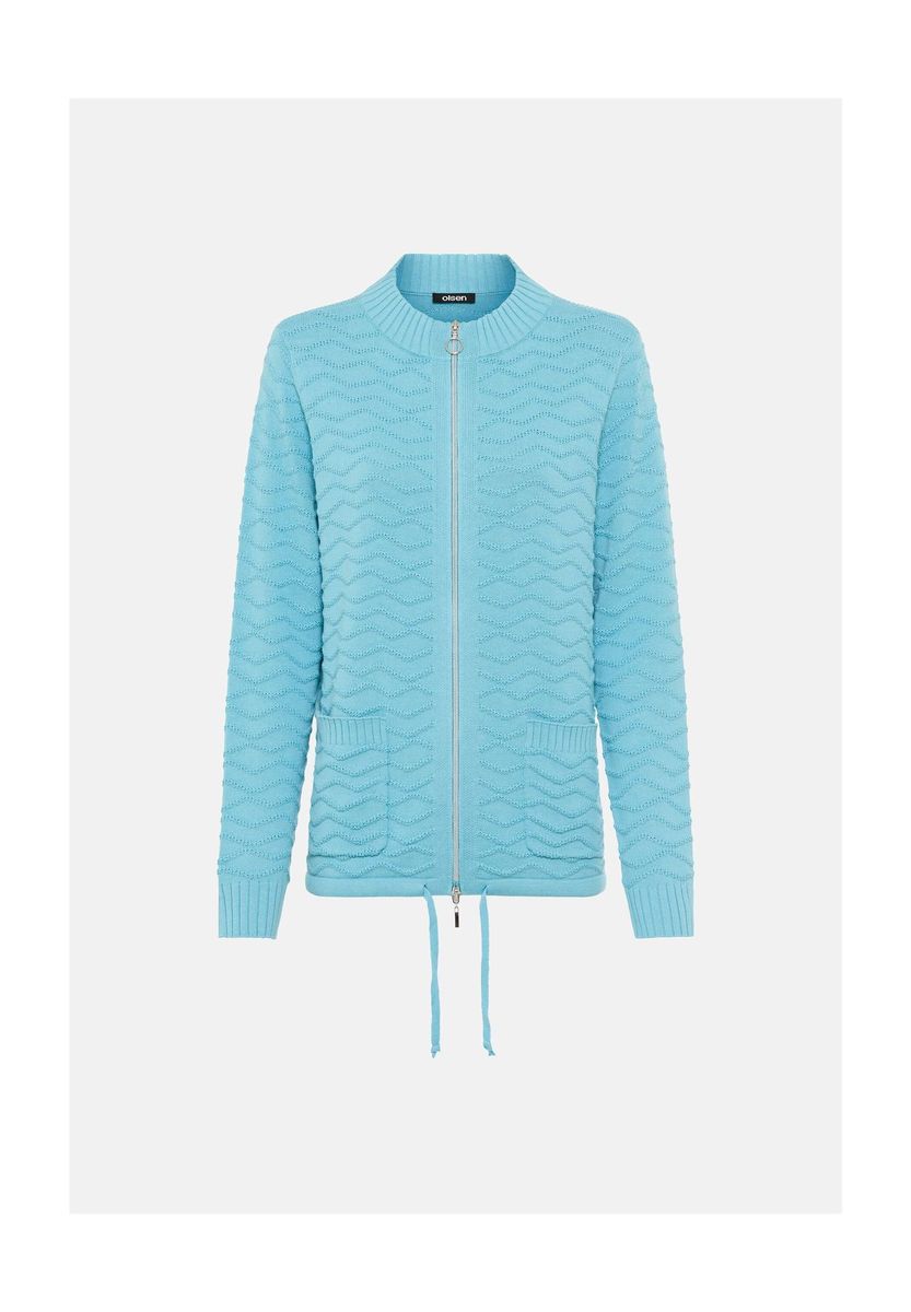 Strickjacke mit Reißverschluss und Textur