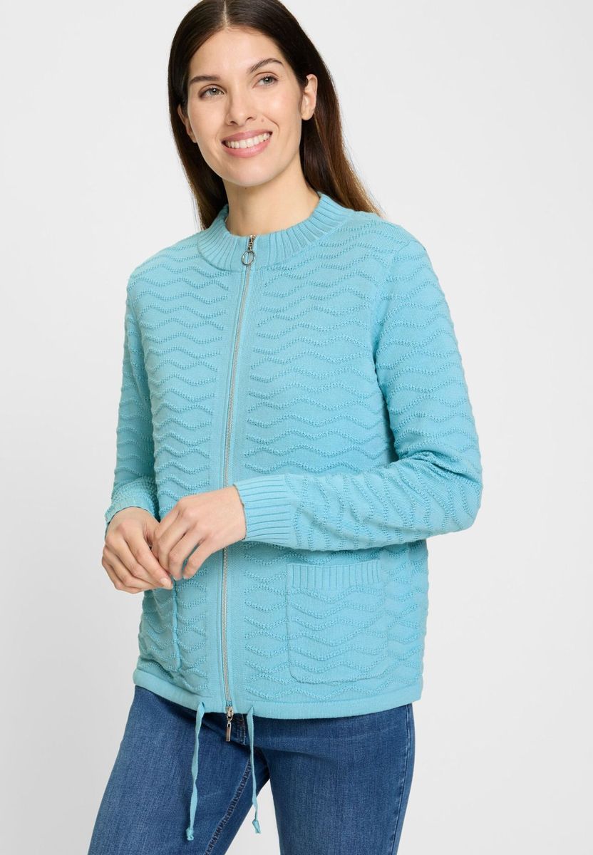 Strickjacke mit Reißverschluss und Textur