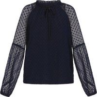 Bluse mit Dobby-Punkten und Rüschen