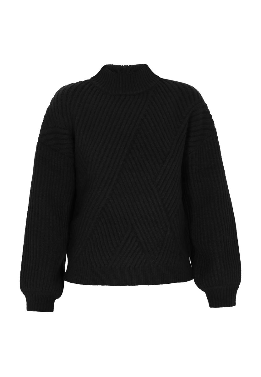 Strukturierter Rollkragenpullover mit Diagonalrippen