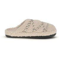 Strukturierte Teddy-Fleece-Mules mit Schnürung