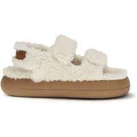 Plüschige Plateau-Sandalen mit Kunstfell