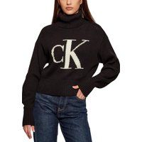 Rippstrick-Rollkragen mit Logo-Print