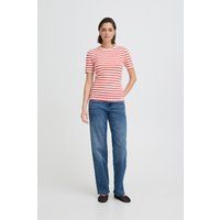 Horizontal gestreiftes Rundhals T-Shirt