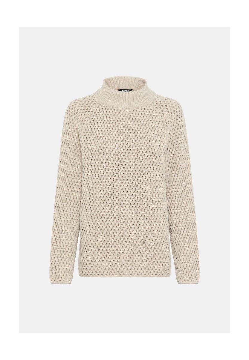 Offener Strickpullover mit Stehkragen