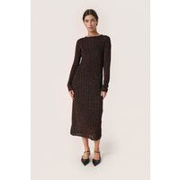 Schimmerndes Rippstrick-Midikleid mit Metallgarn