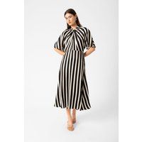 Gestreiftes Midi-Kleid mit Drapierung