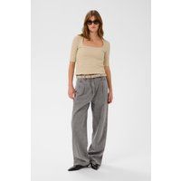 Weite High-Waist Jeans mit Bundfalten