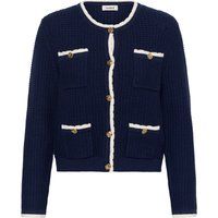 Strukturierte Strickjacke mit Kontrastpaspelierung