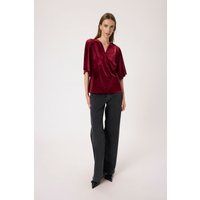 Elegante Samtbluse mit V-Ausschnitt