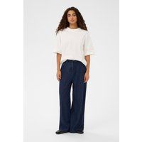 Weite Denimhose mit Bundfalten