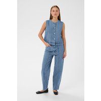 Strukturierte Jeans-Weste mit geradem Schnitt