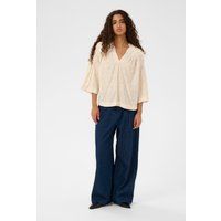 Lockere Blumenbluse mit V-Ausschnitt