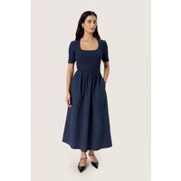 Midikleid mit Rippenstrick und Karree-Ausschnitt