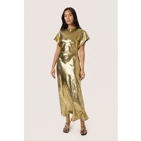 Metallic-Midikleid mit Knotendetail