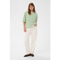 Gestreiftes Boxy-Shirt mit U-Boot-Ausschnitt