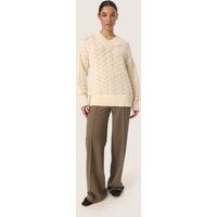 Strukturierter Lockerer V-Ausschnitt Pullover
