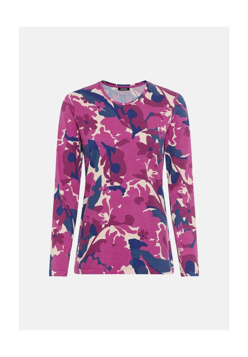 Langarm Baumwollshirt mit Blumendruck