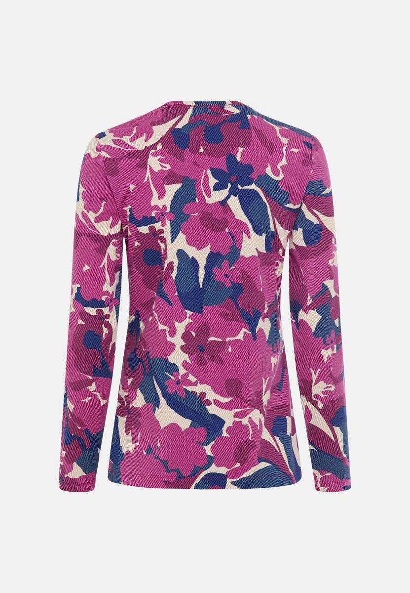 Langarm Baumwollshirt mit Blumendruck