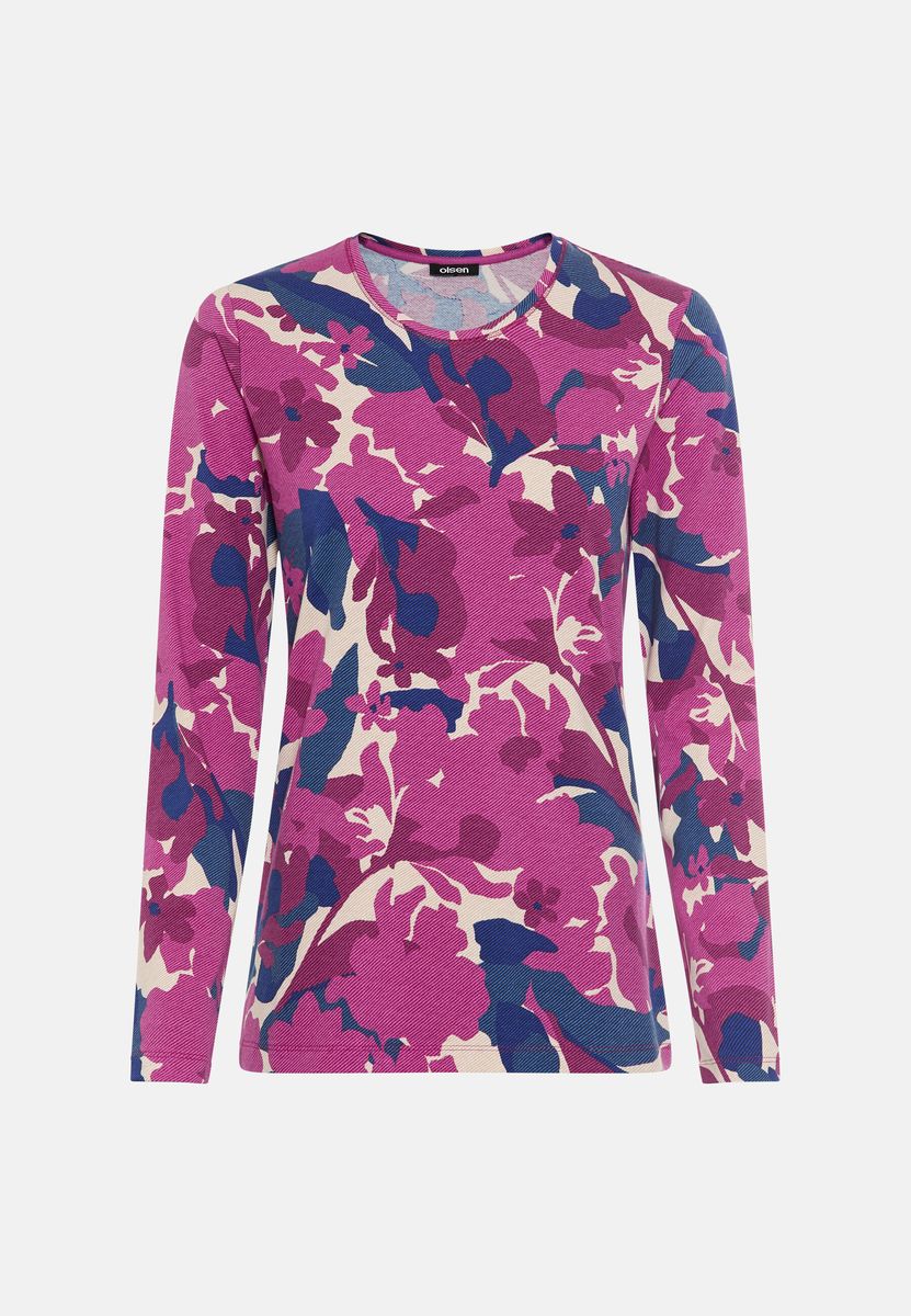 Langarm Baumwollshirt mit Blumendruck