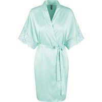Satin-Kimono mit Spitzenbesatz