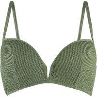 Schimmerndes texturiertes Plunge-Bikini-Top