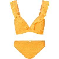 Triangel-Bikini mit Rüschen und Lochstickerei