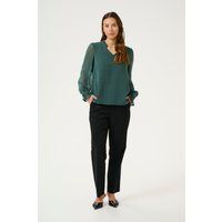 Rüschenbluse mit V-Ausschnitt und Punkten