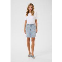 Jeans-Minirock mit Blumenstickerei