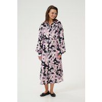 Midi-Hemdblusenkleid mit Pinselstrich-Muster