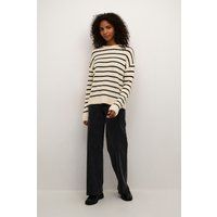 Gestreifter Strickpullover mit Rundhalsausschnitt