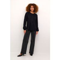 Klassische Henley-Bluse mit Langarm