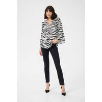 Zebra-Bluse mit ausgestellten Ärmeln