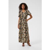 Maxikleid mit V-Ausschnitt und Animalprint