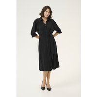 Plissiertes Midikleid mit Knopfleiste