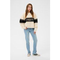 Oversize-Sweatshirt mit Varsity-Print und Streifen