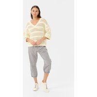 V-Ausschnitt Strickpullover mit Lochmuster