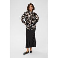 Stehkragenbluse mit abstraktem Print