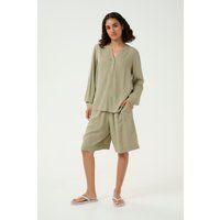 Lockere Henley-Bluse aus Leinen