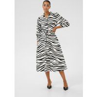 Midi-Hemdblusenkleid mit Animal-Print