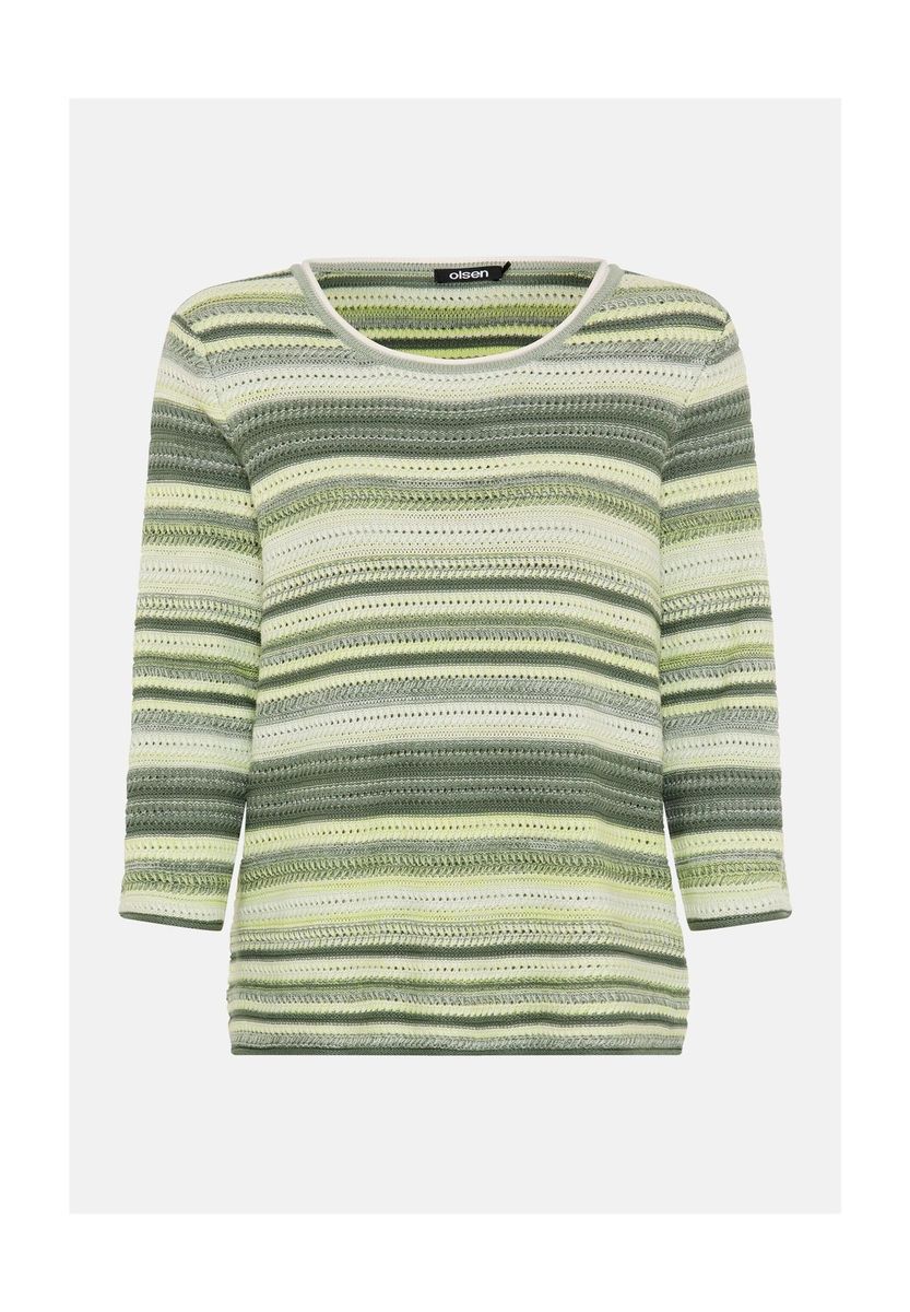 Gestreifter Strickpullover aus Baumwollmischung