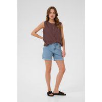 Ärmelloses gestreiftes Button-Up-Oberteil