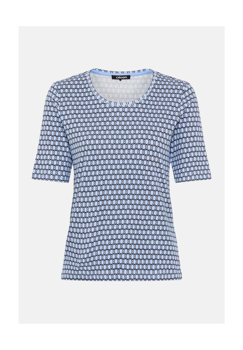 Gemustertes Kurzarm Baumwoll-T-Shirt