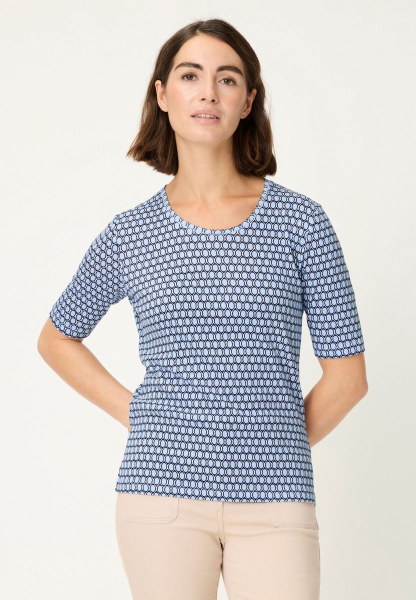 Gemustertes Kurzarm Baumwoll-T-Shirt