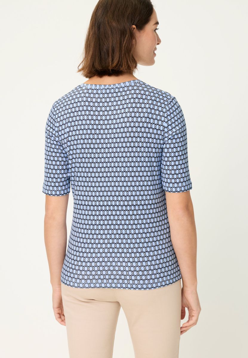 Gemustertes Kurzarm Baumwoll-T-Shirt