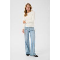 Geripptes Langarmshirt mit Rollsaum