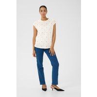 Locker geschnittenes Herz-Print Baumwollshirt