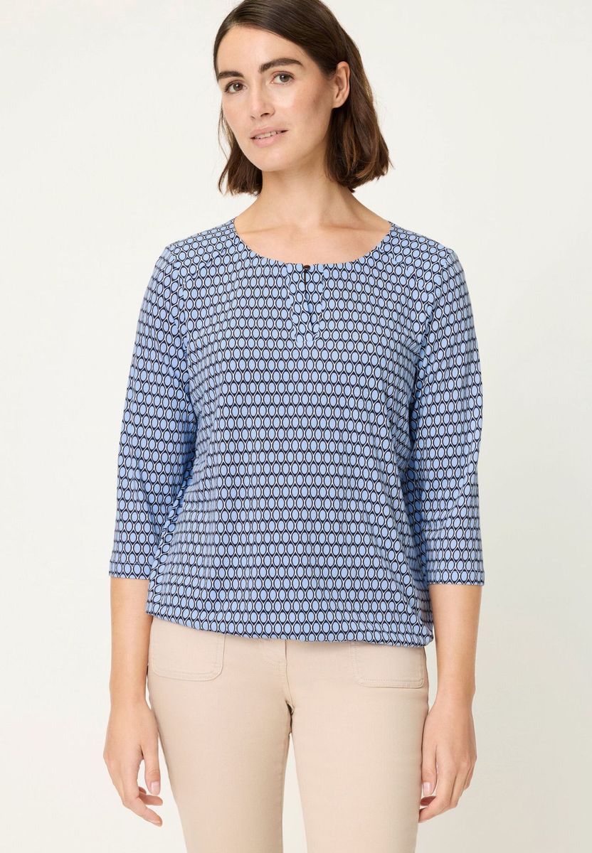 Gemustertes 3/4-Arm Rundhals-Top