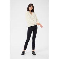 V-Ausschnitt Strickjacke mit Zopfmuster