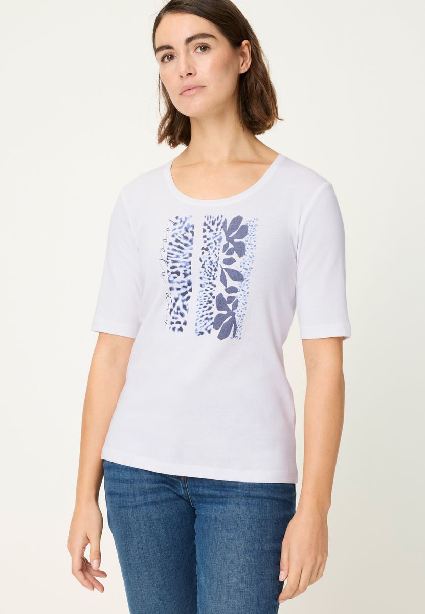 Klassisches Baumwoll-T-Shirt mit Blumendruck